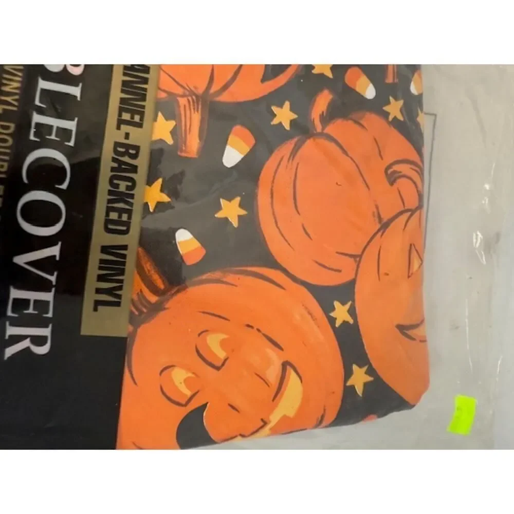 Halloween Pumpkin Flannel Backed Vinyl Tablecover 52